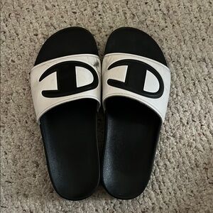 Champion Black and White Slide Sandals